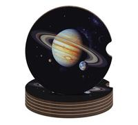 Planet Jupiter - Set di 6 sottobicchieri universali antiscivolo per auto, 6 pezzi, con portabicchieri e accessori per interni dell'auto, unisex