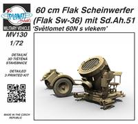 Planet Models MV130 - 1/72 60 Cm Flak Scheinwerfer (Flak Sw-36) Con Sd.Ah.51