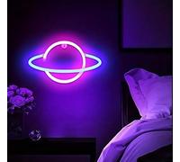 Planet Neon LED Insegna luminosa Dual Power Supply Design per parete, Estetico Appeso Neon Saturno - Camera da letto, Decorazione per le vacanze