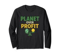 Planet Over Profit - Earth Over Money Eco Activist Maglia a Manica