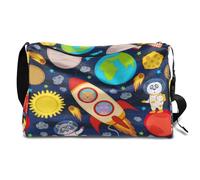 Planet Rocket Animals - Borsone in pelle per uomo, donna, ragazzi, ragazze, animali, fine settimana, sport, palestra, borsa da viaggio, borsa a tracolla singola, Colore, 18.5L, Organizer per borse