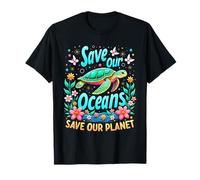 Planet Save Our Oceans Sea Turtle Earth Day 2025 Ambiente Maglietta