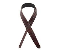 Planet Waves 2.5" Leather Guitar Strap, Embossed Weave Brown, By d'Addario