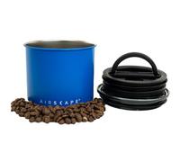 Planetary Design Airscape - Contenitore per caffè in acciaio inox, contenitore per alimenti, coperchio ermetico brevettato, elimina l'aria in eccesso, mantiene il cibo fresco (piccolo, blu opaco)