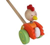 PLANÈTE BOIS - Bastone Rotolante Gallina - FSC - 030128-1 pezzo - Multicolore - Legno - Gioco per Bambini - Pasqua - 55 cm x 14 cm - A partire dai 18 mesi