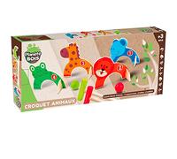 PLANÈTE BOIS - Gioco di Croquet Animali - FSC - 053342-2-6 Giocatori - Multicolore - Legno - Giocattolo per Bambini - Gioco di Abilità e all'Aperto - 76 cm x 14 cm - A Partire dai 3 Anni