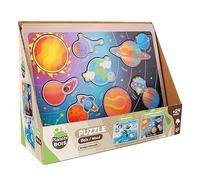 PLANÈTE BOIS Pacco di 12 Sistema Solare e la Banchisa-FSC Educativo-052466PA-8 Pezzi-Multicolore-Legno-Gioco Puzzle per Bambini-30 cm x 22 cm-A Partire dai 2 Anni, 052466PA
