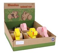 PLANÈTE BOIS Set di 6 Animali a Rotelle-FSC-030187PA-6 pezzi-Multicolore-Legno-FSC-Gioco per Bambini-Ricreazione-Festa di Carnevale-Pasqua-10 cm x 8 cm-A Partire dai 12 Mesi, 030187PA