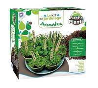 PLANETE PLANTE- 7 vasi biodegradabili in bambù e Semi, da piantare su Vassoio, 7 varietà di Piante, Kit da Giardinaggio, 9 cm, a Partire dai 4 Anni, Colore Verde, L, 170032