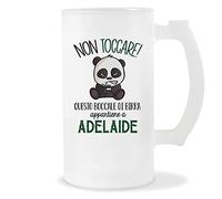 Planetee Boccale di Birra Adelaide | Non Toccare Panda | Bicchieri da Birra Nome Messaggio Divertente Originale Idee Regali Anniversario Natale Valentino Divertenti