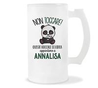 Planetee Boccale di Birra Annalisa | Non Toccare Panda | Bicchieri da Birra Nome Messaggio Divertente Originale Idee Regali Anniversario Natale Valentino Divertenti
