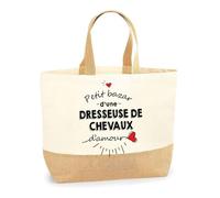 Planetee Borsa addestratore per cavalli d'amore | Borsa da spiaggia da corsa in cotone e tela di iuta idea regalo donna