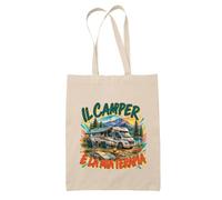 Planetee Borsa di Tela con Scritta Il Camper È la Mia Terapia | Tote Bag in Cotone a Spalla | Regalo per Lui e per Lei, Compleanno, Natale | Stampata in Bretagna
