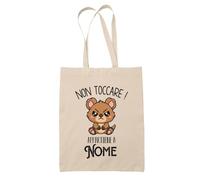 Planetee Borsa di Tela con Scritta Personalizzato con Nome - Non Toccare! Animali della Savana e della Giungla Kawaii di Cattivo Umore - Scegli l'Animale | Tote Bag in Cotone a Spalla