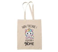 Planetee Borsa di Tela con Scritta Personalizzato con Nome - Non Toccare! Creature Fantastiche e Dinosauri Kawaii di Cattivo Umore - Scegli la Creatura | Tote Bag in Cotone a Spalla