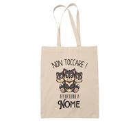 Planetee Borsa di Tela con Scritta Personalizzato con Nome - Non Toccare! Creature Fantastiche e Dinosauri Kawaii di Cattivo Umore - Scegli la Creatura | Tote Bag in Cotone a Spalla