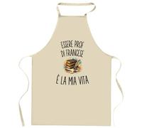 Planetee Grembiule da Cucina Divertente con Scritta Essere Prof Di Francese È La Mia Vita | Grembiule in Cotone 90 × 60 cm, Collo Regolabile | Cucina Pasticceria Barbecue