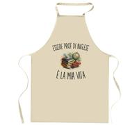 Planetee Grembiule da Cucina Divertente con Scritta Essere Prof Di Inglese È La Mia Vita | Grembiule in Cotone 90 × 60 cm, Collo Regolabile | Cucina Pasticceria Barbecue