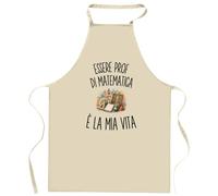 Planetee Grembiule da Cucina Divertente con Scritta Essere Prof Di Matematica È La Mia Vita | Grembiule in Cotone 90 × 60 cm, Collo Regolabile | Cucina Pasticceria Barbecue