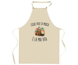Planetee Grembiule da Cucina Divertente con Scritta Essere Prof Di Musica È La Mia Vita | Grembiule in Cotone 90 × 60 cm, Collo Regolabile | Cucina Pasticceria Barbecue