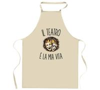 Planetee Grembiule da Cucina Divertente con Scritta Il Teatro È La Mia Vita | Grembiule in Cotone 90 × 60 cm, Collo Regolabile | Cucina Pasticceria Barbecue | Regalo per Lui e per Lei, Festa del Papà