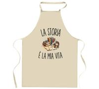 Planetee Grembiule da Cucina Divertente con Scritta La Storia È La Mia Vita | Grembiule in Cotone 90 × 60 cm, Collo Regolabile | Cucina Pasticceria Barbecue | Regalo per Lui e per Lei, Festa del Papà