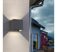 Planetitaly Applique Cubo IP65 LED 12W Interruttore CCT da 3000K a 6500K Lampada Parete Moderna Doppio Fascio Luminoso luce Muro Facciata Giardino Terrazzo Ingresso (Grigio)