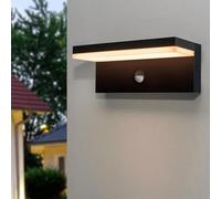 Planetitaly - Applique da Esterno LED 10W, Faretti Applique da Parete Lampada da Muro Colore Nero Design Moderno, Sensore di Movimento con Crepuscolare, Luce Resa 100W, Protezione IP54, 230V (CCT)