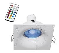 Planetitaly Faretto LED cromoterapia IP65 lampada GU10 6W 230V incasso 7cm RGB luce multicolore box doccia sauna (Quadrato, RGBW+6000K)