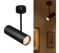 Planetitaly Faretto LED da Soffitto con Asta Orientabile GU10 SPOT Luce per Penisola, Cucina, Quadro, Museo, Galleria Arte, Vetrina, Negozio, Lampada Sostituibile, Facile Installazione, 230V (Nero)