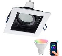 Planetitaly Faretto LED incasso quadrato SMART controllo vocale smartphone APP lampada GU10 5W WiFi RGB CCT foro 9cm luce colorata negozio vetrina 230V (Colore Bianco)