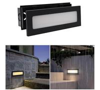 Planetitaly Faretto segnapassi LED 6W CCT incasso rettangolare parete IP65 moderno lampada muro luce viale giardino esterni 230V (Nero)