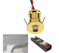 Planetitaly KIT 9pcs Mini faretto IP65 LED 1W resa 12W incasso punto luce box doccia cielo stellato segnapassi luci gradini con alimentatore (Oro, 6400K)