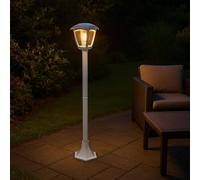 Planetitaly Lampioni da Giardino Esterno LED 8W E27, Impermeabile, Illuminazione per Giardino, Lampada da Esterno da Terra Altezza Massima 86cm Regolabile, Lampadina 2700K Inclusa (Bianco)
