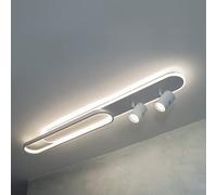 Planetitaly Plafoniera moderna LED 50W luce indiretta lampada soffitto 2 faretti SPOT orientabili GU10 ufficio negozio 4000lm 230V 100cm (Luce 6000K)
