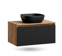 Planetmöbel Arisa - Set di mobili da bagno, 80 cm, colore: oro, rovere nero, 42 cm, colore: Nero