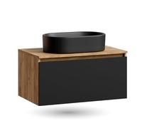 Planetmöbel Arisa - Set di mobili da bagno, 80 cm, colore: oro, rovere nero, 55 cm, colore: Nero