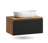 Planetmöbel Arisa - Set di mobili da bagno, 80 cm, colore: oro, rovere nero, 60 cm, colore: Bianco