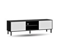 Planetmöbel Liora - Mobile TV da 150 cm di lunghezza, con supporto per TV, mobile TV, 38 x 150 x 44,5 cm, colore: antracite e bianco scanalato