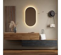 Planetmöbel - Mobile da ingresso, 2 x 160 cm, rovere dorato/nero (Charcoal), pannello da parete 50 cm, rovere/antracite, specchio da 50 cm (senza LED), 32,5x160x 37,8 cm (AxLxP)