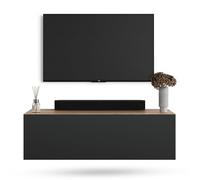 Planetmöbel Mobile TV West, porta TV lungo 100 cm, mobiletto TV sospeso o da appoggio, mobile TV per soggiorno, mobile porta TV 37,8 x 100 x 30 cm, rovere dorato antracite