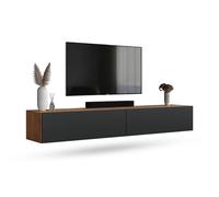 Planetmöbel Mobile TV West, porta TV lungo 200 cm, mobiletto TV sospeso o da appoggio, mobile TV per soggiorno, 2X mobile porta TV 37,8 x 100 x 30 cm, rovere dorato antracite