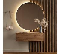 Planetmöbel - Mobiletto contenitore compatto per corridoio/ingresso, 1 x 100 cm, con sportello, installazione a parete o pavimento, 37,8 x 100 x 32,5 cm (P x L x A), rovere oro