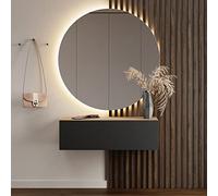Planetmöbel - Mobiletto contenitore compatto per corridoio/ingresso, 1 x 100 cm, con sportello, installazione a parete o pavimento, 37,8 x 100 x 32,5 cm (P x L x A), rovere oro/antracite