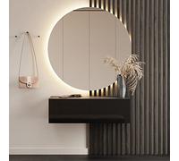 Planetmöbel - Mobiletto contenitore compatto per corridoio/ingresso, 1 x 100 cm, con sportello, installazione a parete o a pavimento, 37,8 x 100 x 32,5 cm (P x L x A), nero