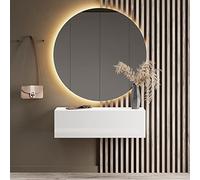 Planetmöbel - Mobiletto contenitore compatto per corridoio/ingresso, 1 x 100 cm, con sportello, installazione a parete o a pavimento, 37,8 x 100 x 32,5 cm (P x L x A), bianco