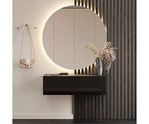 Planetmöbel - Mobiletto contenitore compatto per corridoio/ingresso, 1 x 100 cm, con sportello, installazione a parete o a pavimento, 37,8 x 100 x 32,5 cm (P x L x A), nero