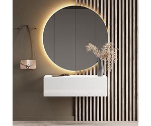 Planetmöbel - Mobiletto contenitore compatto per corridoio/ingresso, 1 x 100 cm, con sportello, installazione a parete o a pavimento, 37,8 x 100 x 32,5 cm (P x L x A), bianco