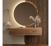 Planetmöbel - Mobiletto contenitore compatto per corridoio/ingresso 1 x 140 cm, con sportello, installazione a parete o pavimento, 37,8 x 140 x 32,5 cm (P x L x A), rovere oro