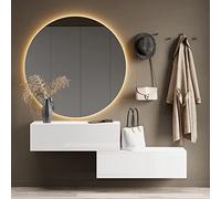 Planetmöbel - Mobiletto contenitore compatto per corridoio/ingresso, 2 x 100 cm, con sportello, installazione a parete o a pavimento, 37,8 x 100 x 32,5 cm (P x L x A), bianco